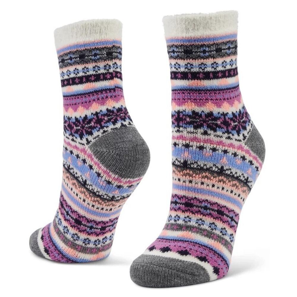 Magellan Outdoors Lodge Crew Socks Purple Gray Aloe Infused Lined Medium 6-10